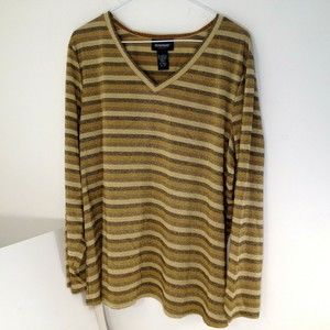 Avenue Stretch Long Sleeve Top Multicolor w/Shinny Gold Stitching size 18-20 New